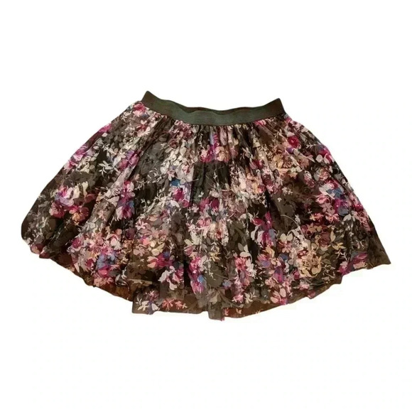 Torrid Women's Skirt Black Purple Floral Tulle Mesh Overlay Skater Full Size 0X - Picture 9 of 15